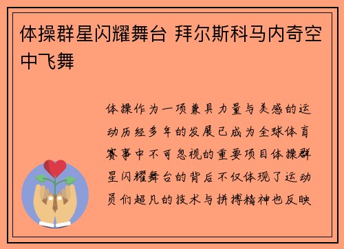 体操群星闪耀舞台 拜尔斯科马内奇空中飞舞